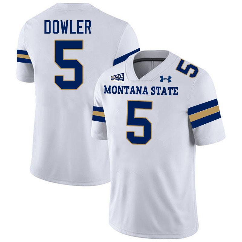#5 Caden Dowler Montana State Bobcats Jerseys Football Uniforms Stitched-White